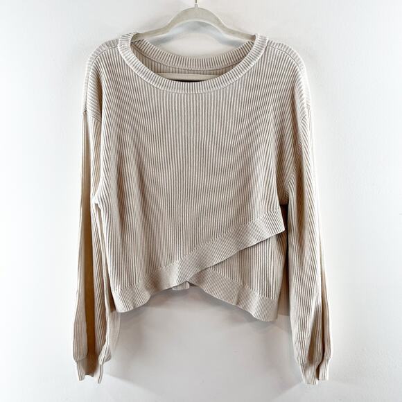 Lululemon Ribbed Reversible Crossover Sweater Tan Beige 10 - Picture 2 of 9